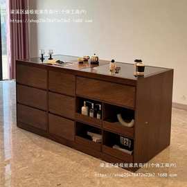 SJN复古烤漆陈列展示桌服装店中岛柜双面展示台女装店边柜储物柜