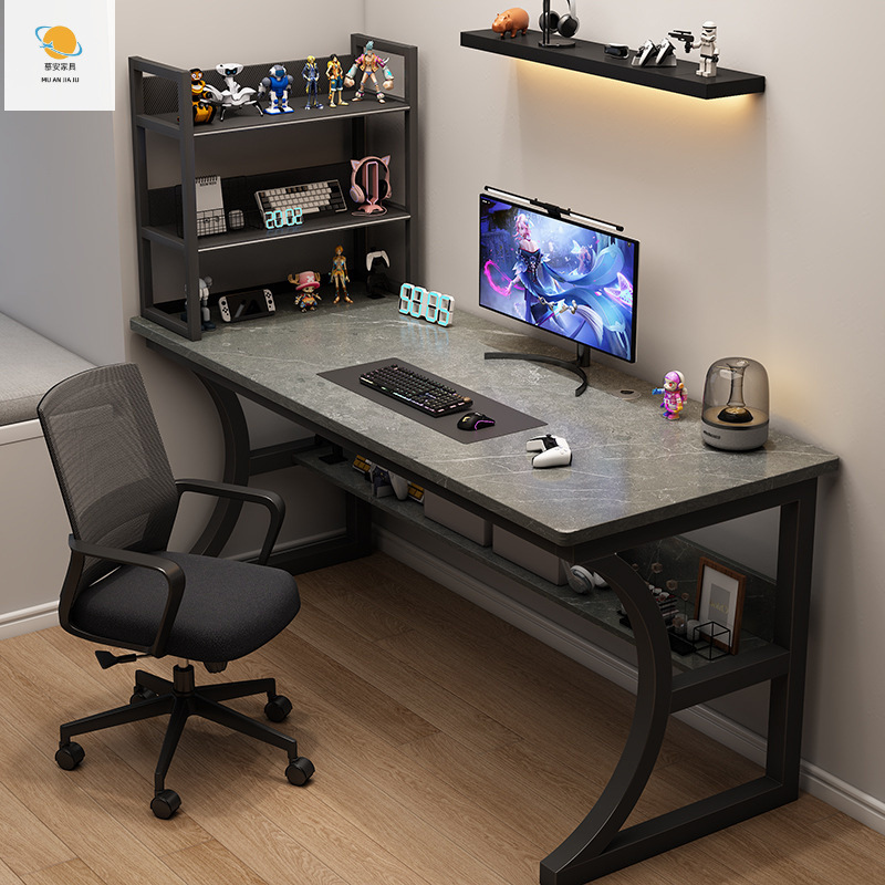 Simple Desk Bedroom Study Desk Computer Desk Desktop E-Sports Table Home Office Desk and Chair with Storage Rack