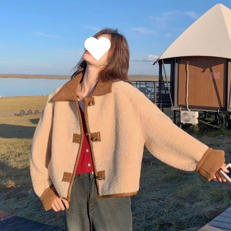 双面穿仿麂皮绒绒上衣女秋新款小个子春秋冬|undefined