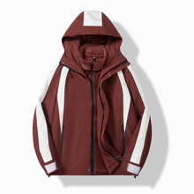 三合一冲锋衣情侣可拆卸外套定制印logo拼接连帽夹克工作服潮工装