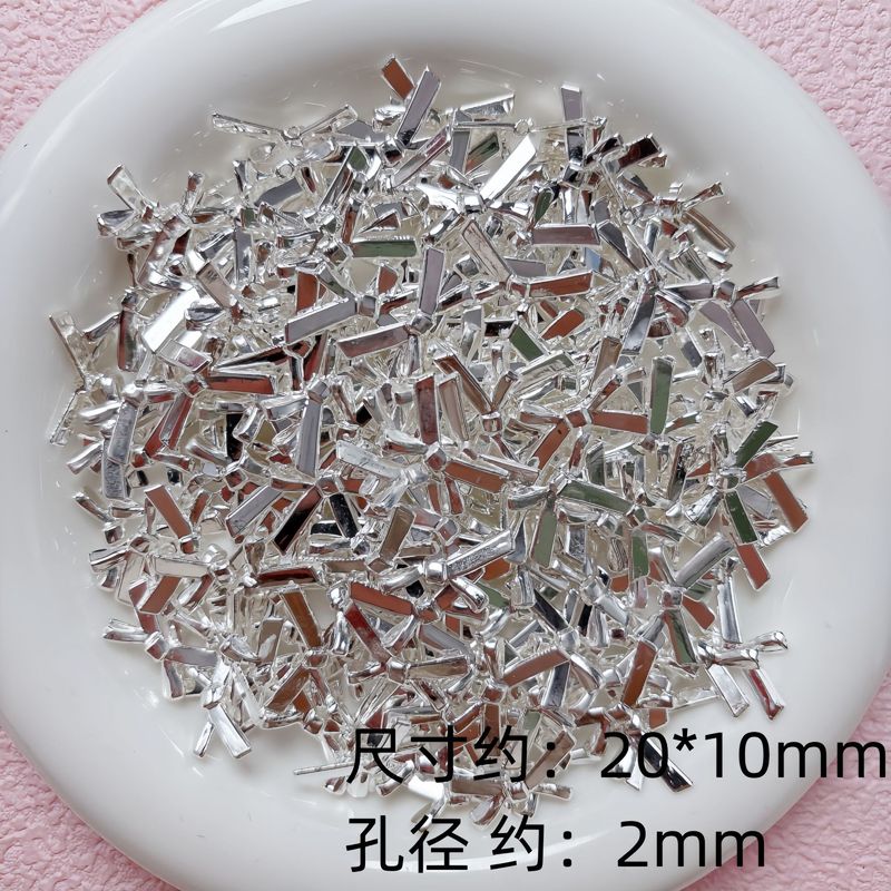 シルバー多用途ベーシック色保持合金ラブリボンスルーホールビーズ diy ブレスレットネックレスジュエリーアクセサリー|undefined