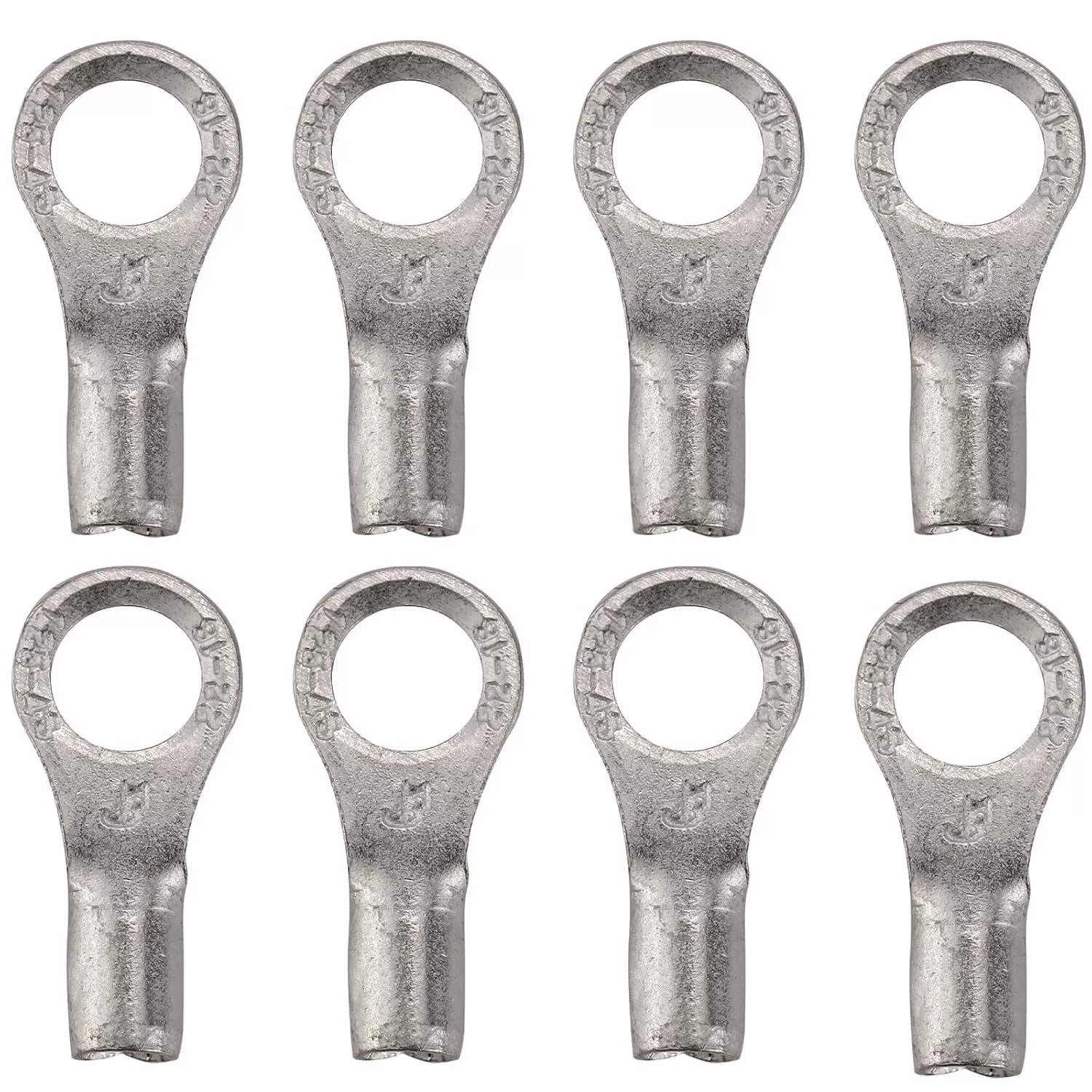 Teansic 100Pcs Non-Insulated #8 Ring Terminal,AWG22-16 Wire