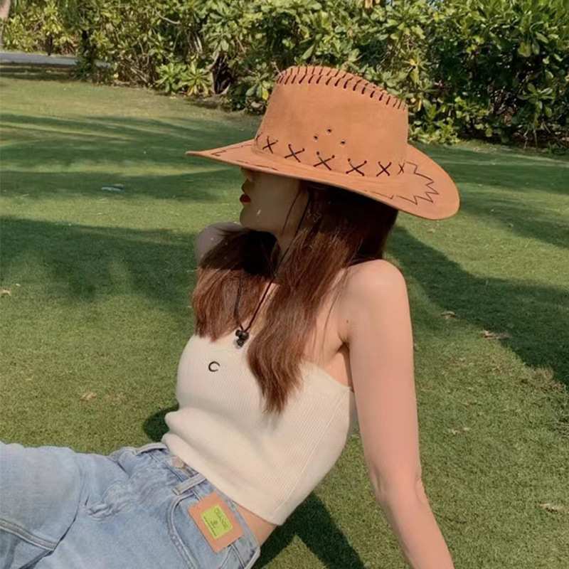 Retro beach denim summer sun hat solar-powered