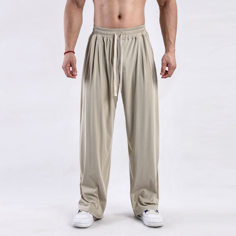 Ice Style Straight Leg Pants Spring and Autumn New Season All-match Loose Sports Men's Wide Leg Pants American Style High Street Dosing Casual
