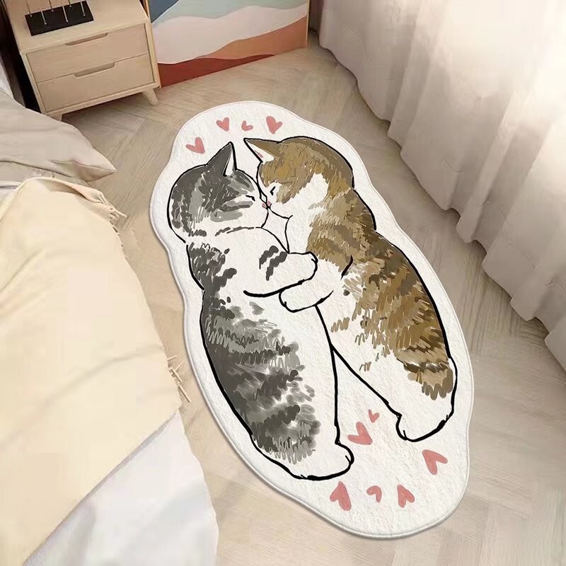 シンプルなアニメのかわいい猫の足のマットはカシミヤのじゅうたんの客間の寝室のベッドのサイドのじゅうたんの子供のマットのメーカーの卸売りをまねます。|undefined
