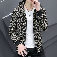 男士春秋外套款潮流男士外套加大码加肥百搭青少年短款印花上衣男