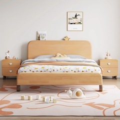 全實木兒童床男孩女孩木蠟油1.35m臥室單人床現代簡約1.5米櫸木床