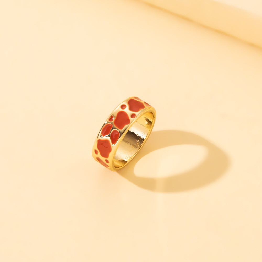 Fashion Mushroom Ring Cartoon Letter Leopard Pattern Dripping Oil Ring display picture 4