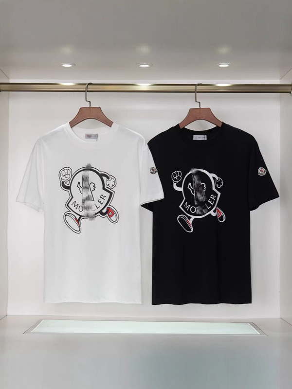新しいヒップホップ植毛Monモンフルプリントクレア口ベルクロ半袖ユニセックスTシャツトップカップル着用|undefined