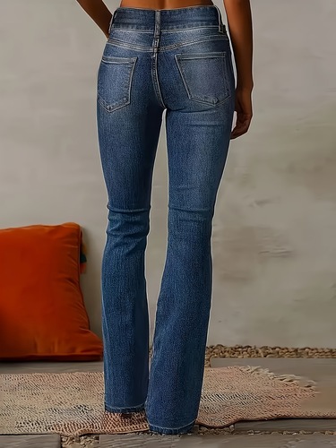 Large Stretch High Waisted Double Breasted Straight Leg Cross-border