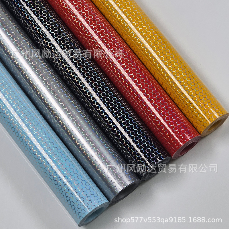 PET Laser Honeycomb Rainbow Carbon Fiber Interior Trim Glossy Black Red Silver Full Body Motorcycle Color Change Film