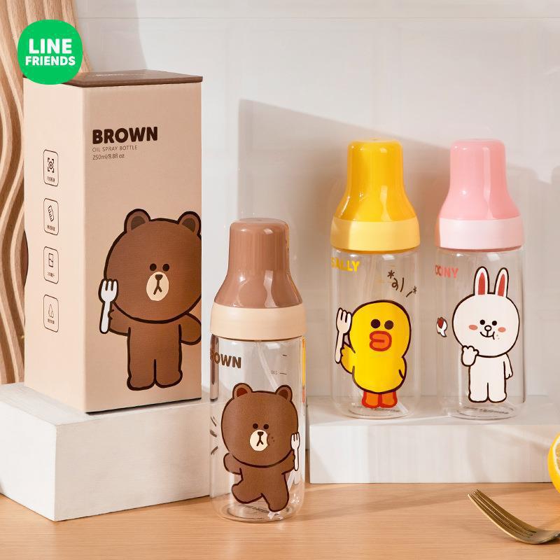 LINE FRIENDSオイル缶ガラス家庭用キッチンエアフライヤー調味料瓶油酢缶霧状の小さな油缶|undefined