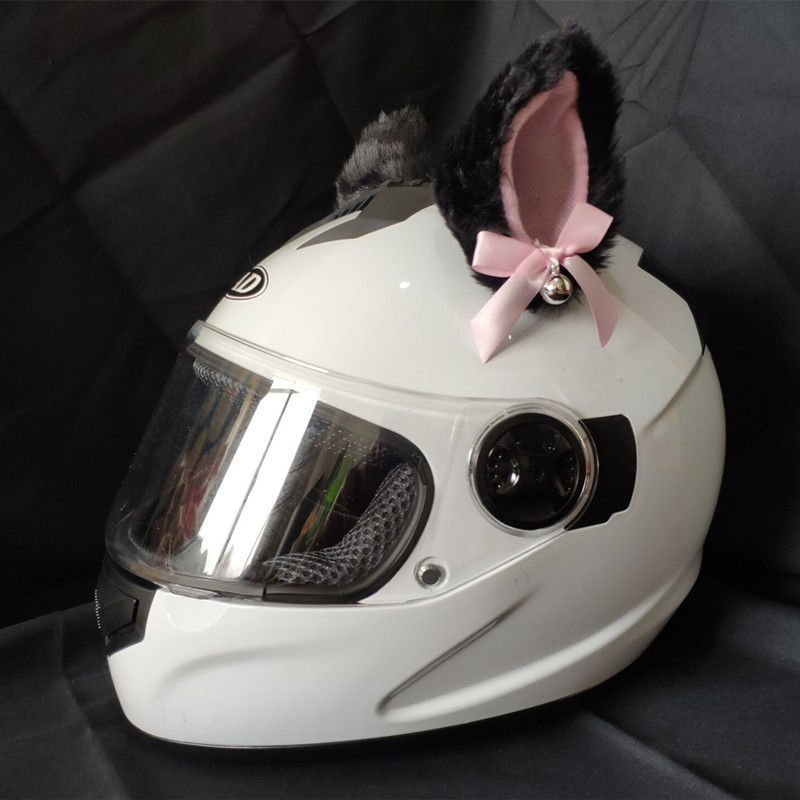 검은색과 분홍색 종과 고양이 귀 한 쌍(헬멧은 포함되지 않음)