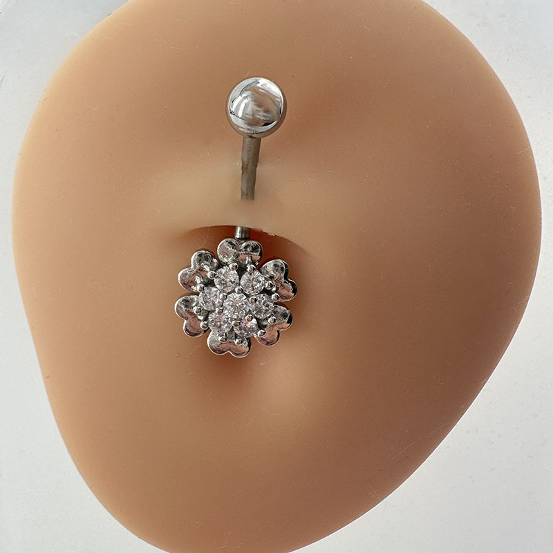 Diamond Studded Zircon Navel Piercing Heart Butterfly Jewelry_voghion.com