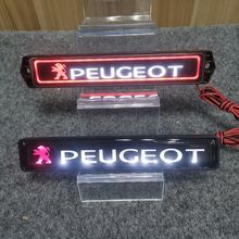 适用Peugeot标致汽车中网发光车标灯LED中网灯栅栏装饰Logo车标志