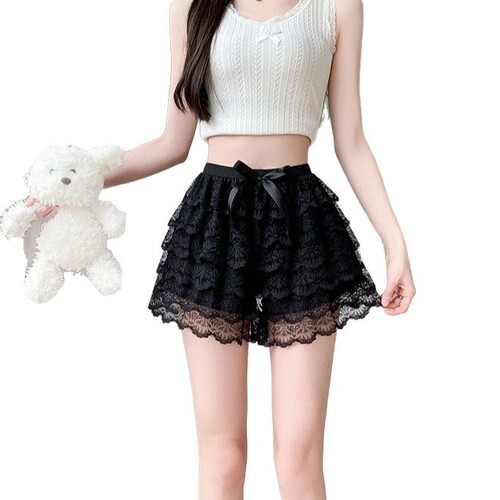 Women's Safety Panties with Multi-Layer Lace 2025 New Anti-PanickingJK Leggings Loose Short Summer Thin Security Pants