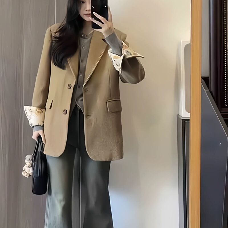 西装外套女韩版气质感春季新款设计感小众宽松显瘦西服上衣潮|undefined