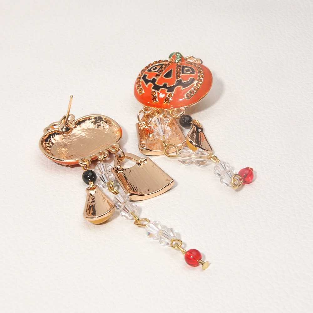 1 Pair Quantity Festival Occasion 1 Pair Halloween Exaggerated Pumpkin Fruit Enamel Alloy Drop Earrings