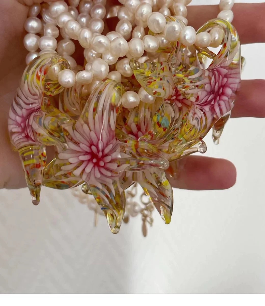 Imitation Pearl, Resin, Copper Material Starfish Pattern Summer Season Hawaiian Starfish Imitation Pearl Resin Copper Beaded Chain Beaded Necklaces Wholesale