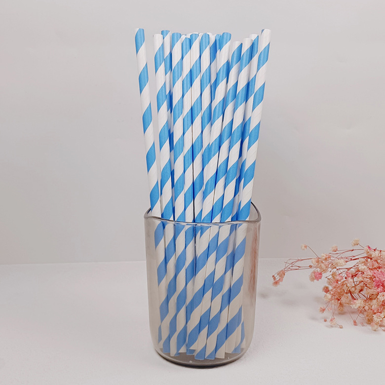 Inventario mayorista alargado paja de papel desechable degradable tira de papel paja de papel té de leche tubo de papel multicolor colorido