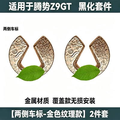 non-destructive car logo cover modification — Car logo - suitable-for-denza-z9gt-gold-textured-model-with-c-pillar-emblems-on-both-sides-2-piece-set