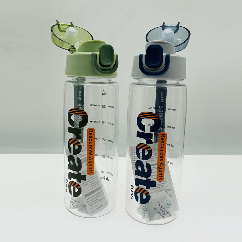 Duomedo rebote cubierta deportes taza de plástico simple estudiante taza de agua cartas inglesas Comercio exterior portátil práctico taza