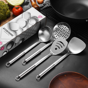 Oval Handle Kitchenware suit Stainless Steel 430 Stir-fry Shovel Full Set Household Slipper Stainless Steel Spoon Colander