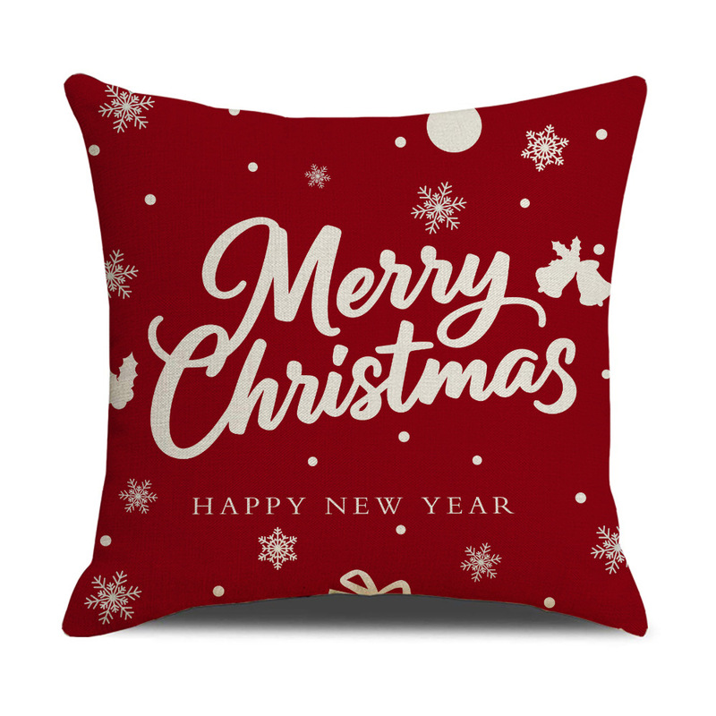 新款Merry Christmas红色圣诞节抱枕套节日家居沙发靠枕套不含芯|undefined