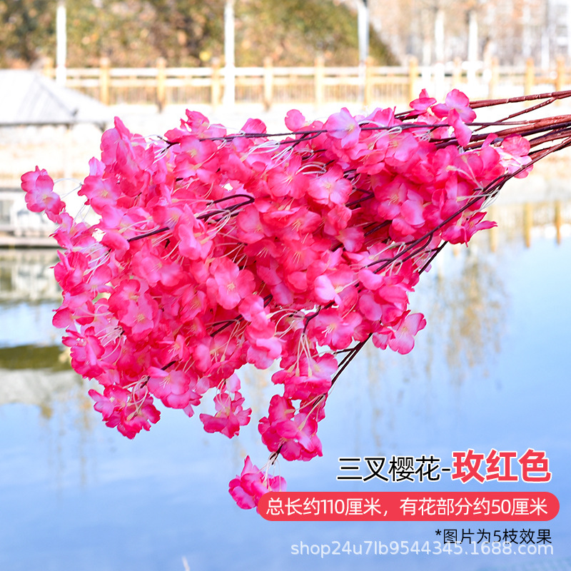 Simulación de flores de cereza flores de melocotón flores de pera flores de ciruela flores de bodas flores falsas vid decoración jardín balcón red de manglares paisaje de pared
