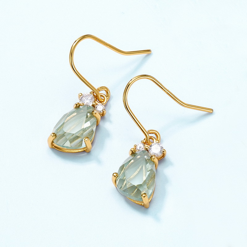 Recolección de calor transfronteriza, lujo ligero, lujo atmosférico, gancho de oreja de circonio de color caramelo S925, pendientes de cristal sintético con incrustaciones de plata, personalización simple y de moda