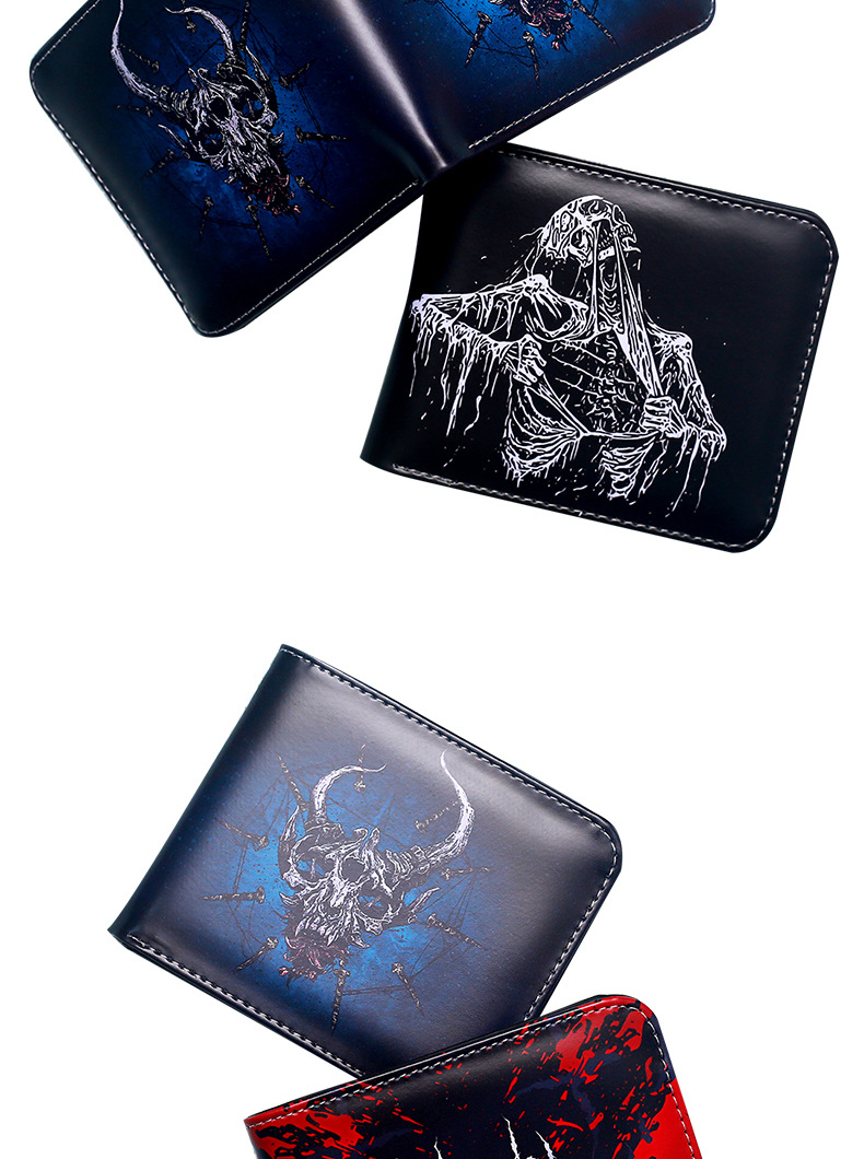 Men's Skull PVC Open Wallets display picture 3