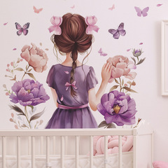 New Style MG-C013 Beautiful Girl Back View Flower Bedroom Living Room Beautification Decal Self-adhesive Wholesale