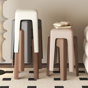 Plastic Stool Cosmetic Stool Soft Bag Square Stool Storage Dining Table Stool Simple Stool Household Strong and Durable Plastic Stool