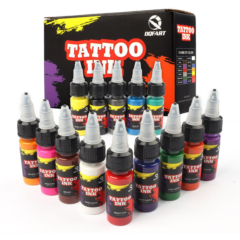 DQFART Cross Border New 15ML Tattoo Ink 14 Color Kit Tattoo Pigment suit Tattoo Pigment