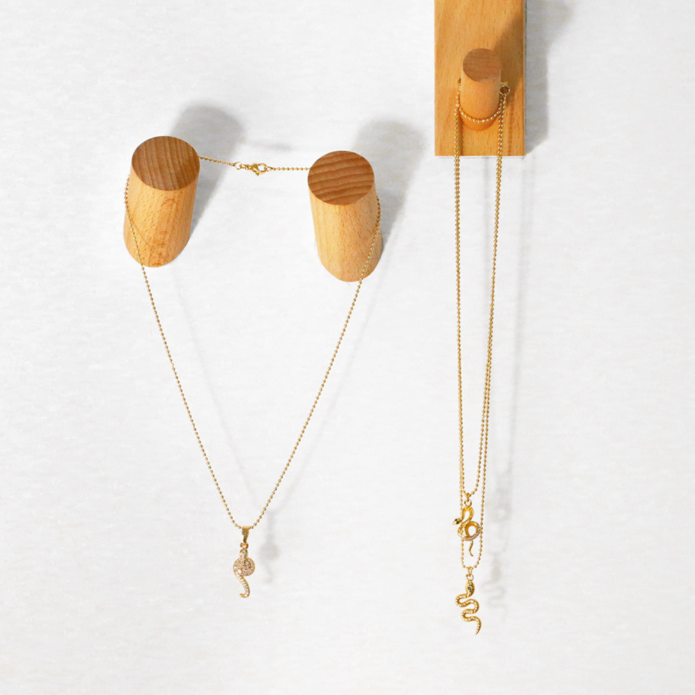 new animal snake pendant copper gold-plated inlaid zircon necklace