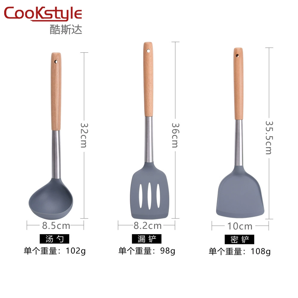 Набор кухонных принадлежностей (CookStyle) — силиконовые головки, стержни из нержавеющей стали, нордические цвета