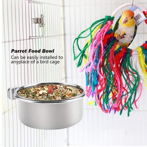 Stainless steel bird food box tiger peony parrot food bowl food cup trough feeder cross-border special bird food cup