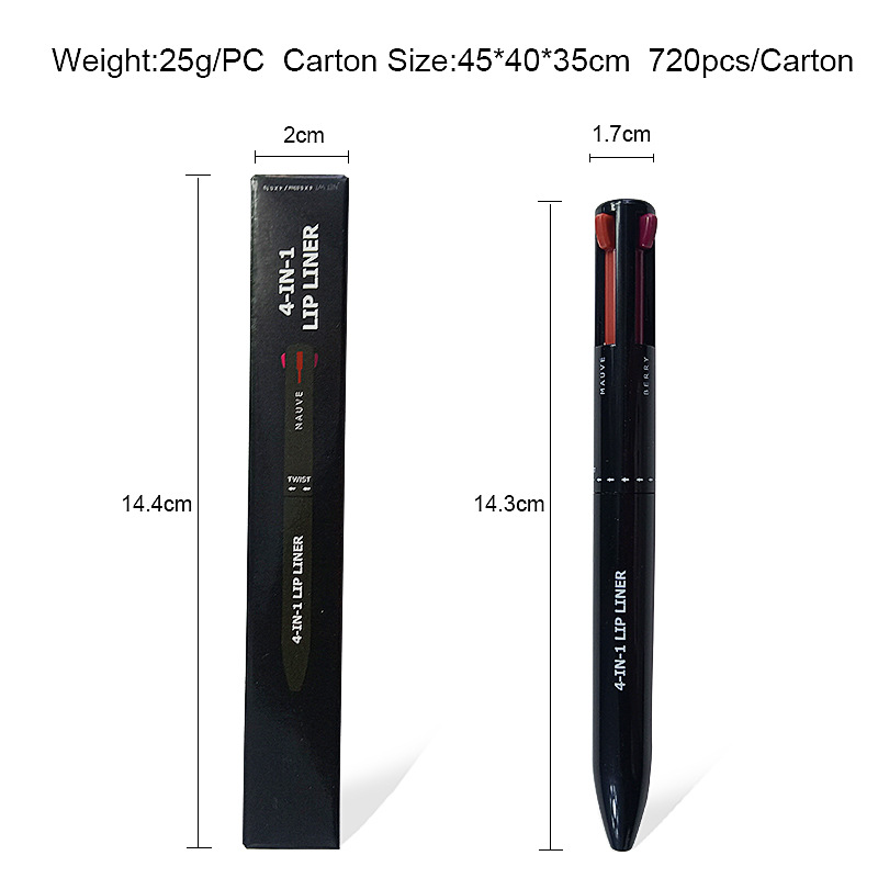 4-in-1 make-uppen, vierkleurige lipliner en lipstick, merk, geen logo_voghion.com