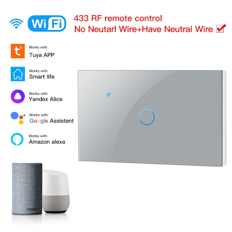 WiFi сенсорный настенный выключатель (Tuya) серия Graffiti, 120 В, голосовое управление Alexa/Google, 1–3 канала