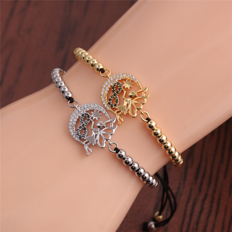 New European and American zircon jewelry cross-border foreign trade 8-word Angel Moon star adjustable bracelet for women