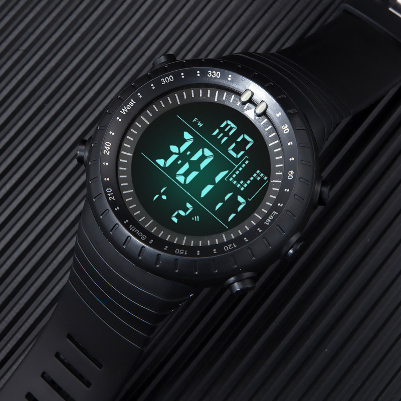 Cronógrafo para hombres deportes reloj electrónico montañismo al aire libre multifuncional luminoso pantalla grande impermeable reloj de estudiante de moda