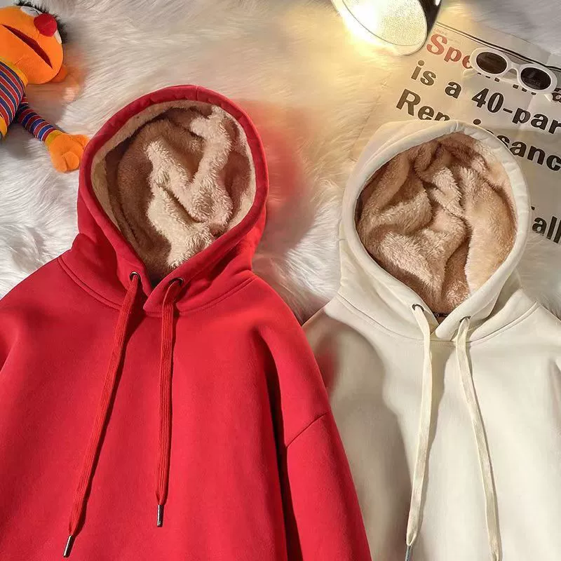 Осенне-зимний бархатный свитшот для женщин, новинка 2024 года, зимняя женская утолщенная зимняя верхняя одежда, супер толстый кашемировый топ с капюшоном