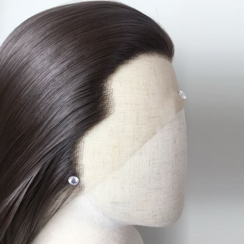 Black Straight Hair Wig with Three-Pointed Hand-Crocheted Lace Front, Beauty Point Lace, Hanfu Cosplay Hand-Crocheted Lace Wig Black Straight Hair Wig with Three-Pointed Hand-Crocheted Lace Front, Beauty Point Lace, Hanfu Cosplay Hand-Crocheted Lace Wig