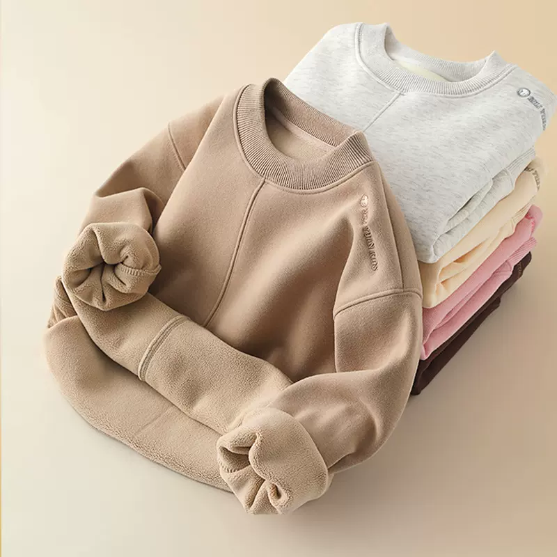 童装加绒冬季卫衣男童一体绒保暖加厚上衣秋冬2024新款男孩长袖