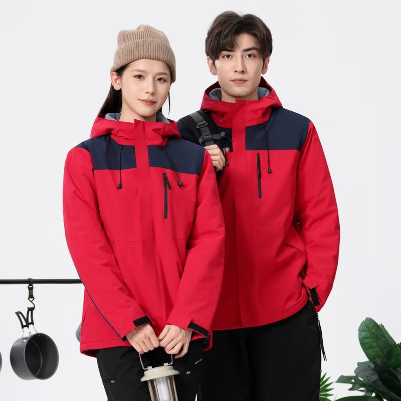 加绒男女同款冲锋衣防水防风工作服户外徒步登山一体绒外套定-制|undefined