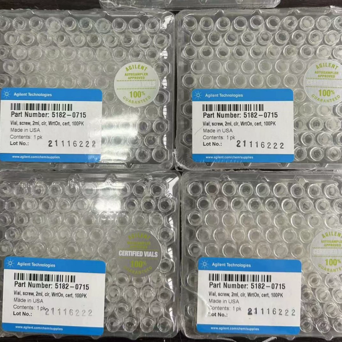 5182-0715 Бутылка для образцов Agilent объемом 2 мл, прозрачная винтовая розетка с надписью