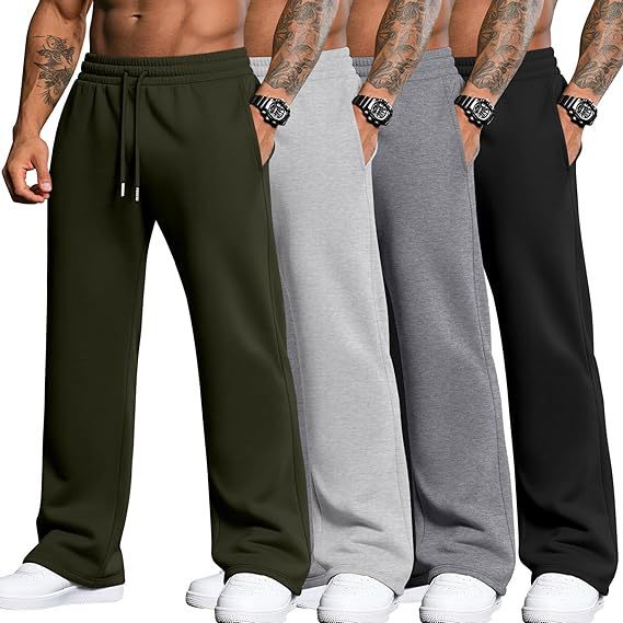 4-Pack Men's Oversized and Extended-Length Sports Pants for Exercise, Jogging, Loose Casual Drawstring Wide-Leg Pants 4-Pack Men's Oversized and Extended-Length Sports Pants for Exercise, Jogging, Loose Casual Drawstring Wide-Leg Pants