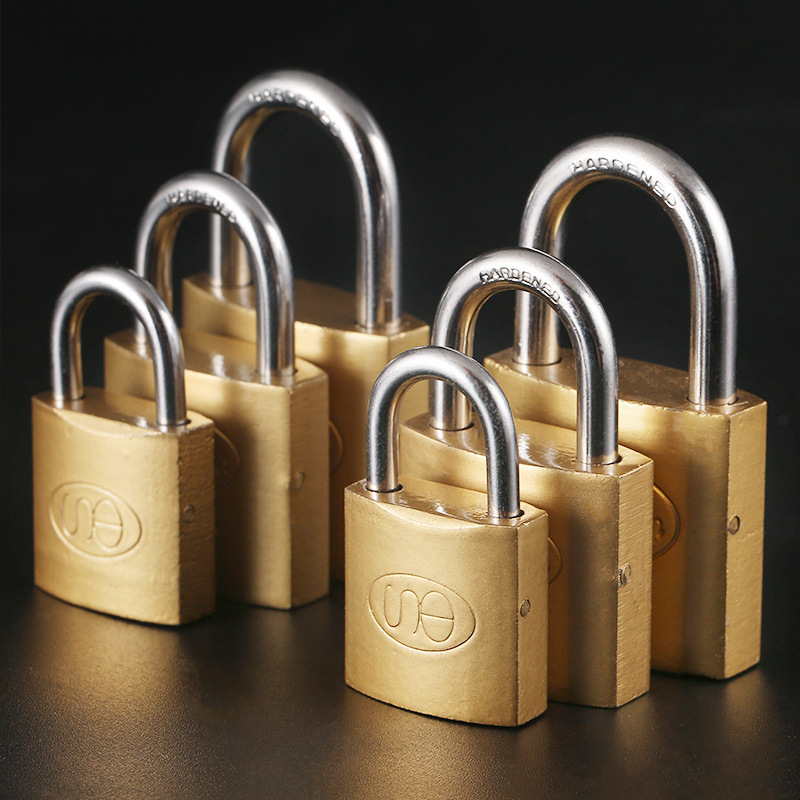 Old-fashioned lock copper lock universal security door lock stainless steel padlock household anti-theft small copper lock pure copper Chinese style