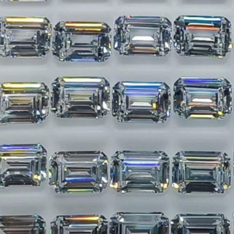 Прямоугольный фасонный камень из кубического циркония 5ASPG с восьмигранной огранкой и параллельными линиями, без оправы