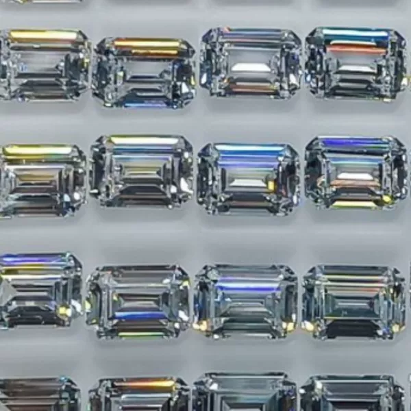 Zirconia Rectangular Faceted Octagonal Cut Oct Flat Cut 7A Cubic Zirconia Loose Stone Magnifying Glass Quality Inspection